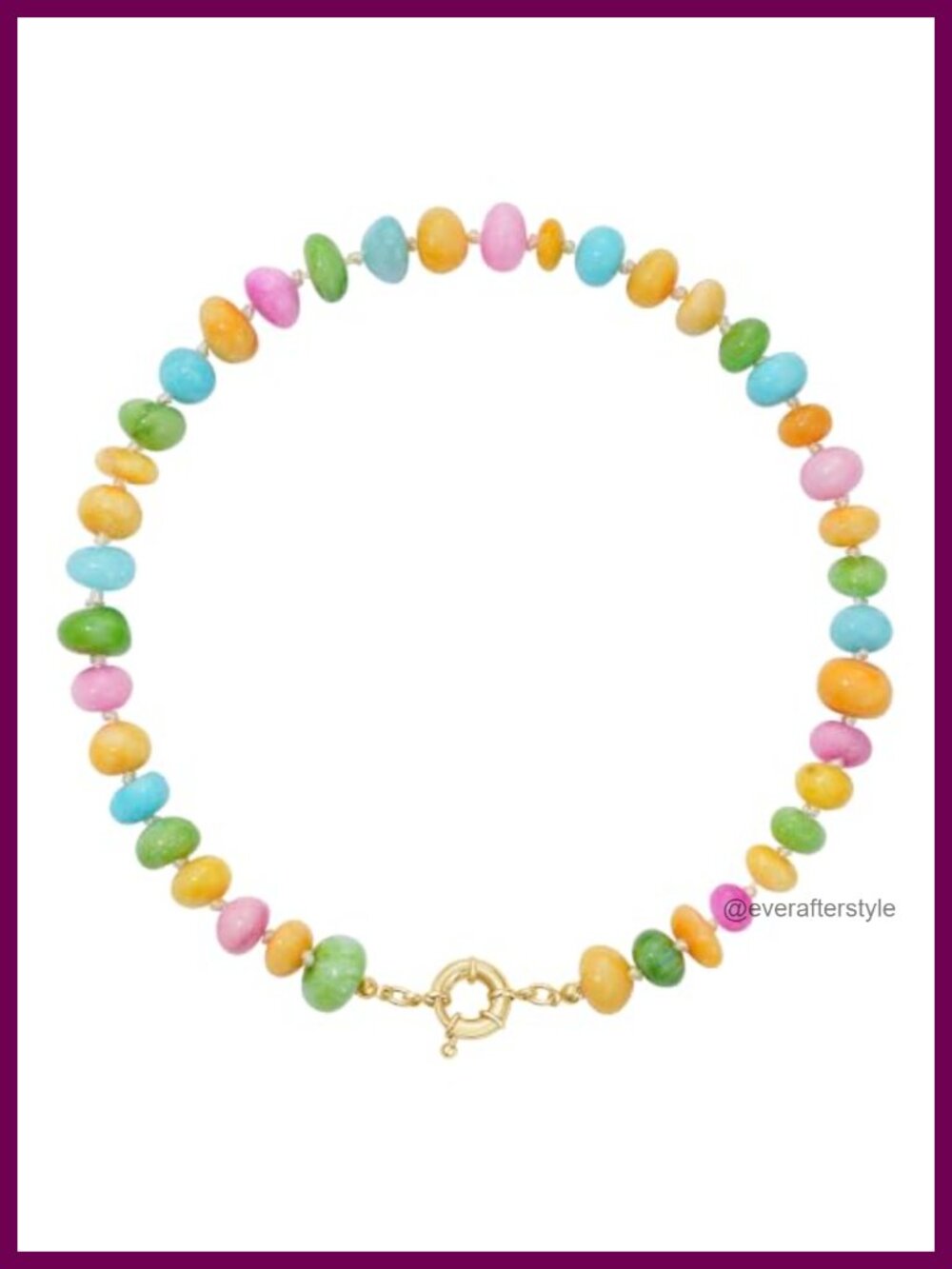 Natural Gemstone Beaded Choker Layered Necklace 14K Gold Plated Spring Clasp
